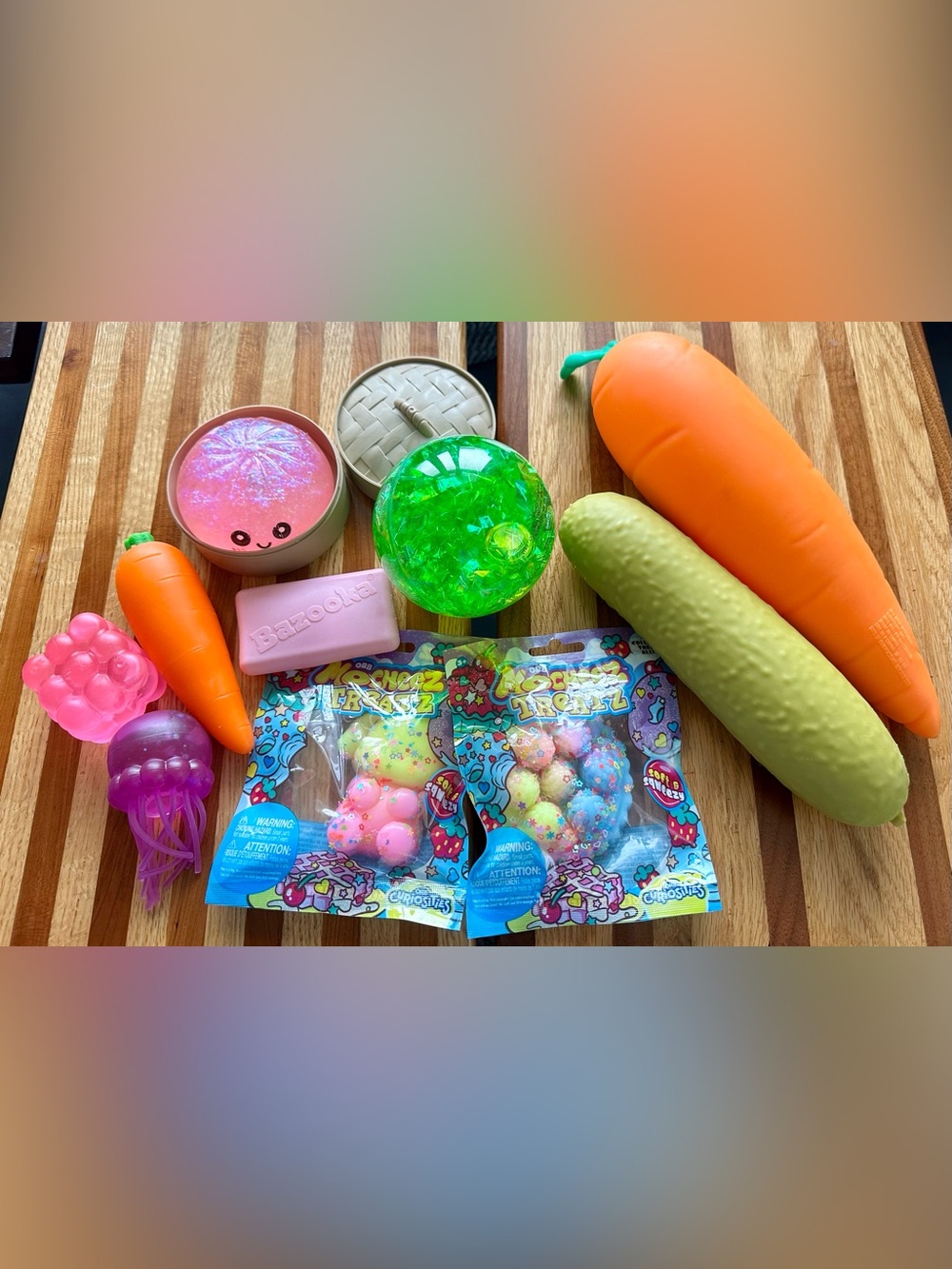 Colorful Kids Squishy Sensory Toy Set — Pink, Orange & Green